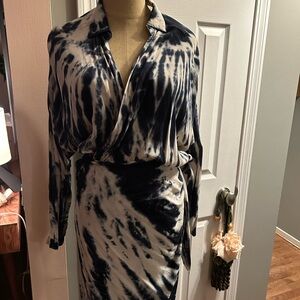 Elegant Tie-Dye Wrap Dress